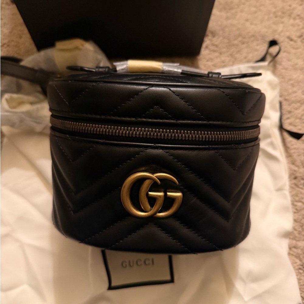 Gucci Marmont Mini Backpack Matelasse Black Leather New With Gucci box